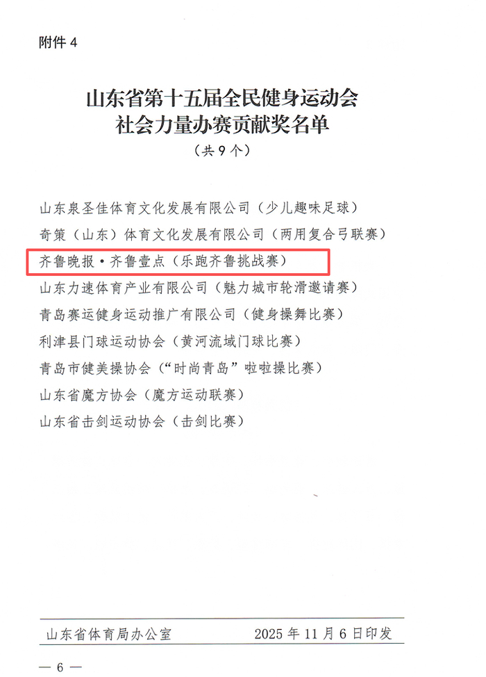 龙珠直播官网-齐鲁晚报·齐鲁壹点获第十五届全民健身运动会社会力量办赛贡献奖|山东省|赛事|公益_新浪新闻